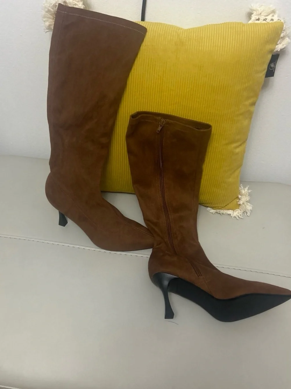 Over-the-Knee Suede Boots in Chestnut